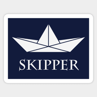 Skipper (Sea Captain / Paper Boat / Paper Ship / White) Sticker